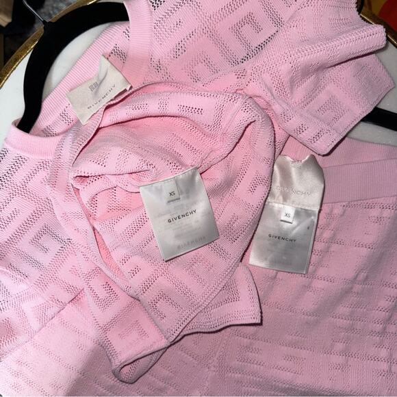 Givenchy XS 4G Monogram Lace Knit Top Legging Set in Light Pink - Picture 12 of 15